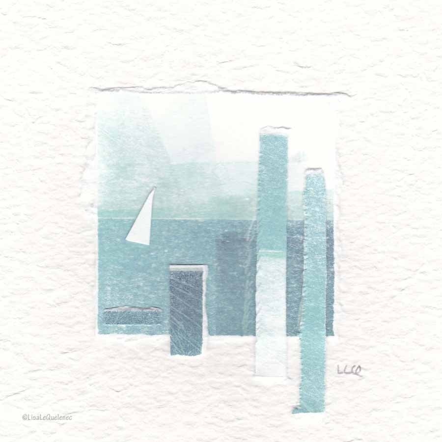 Coastal inspired original abstract minimalist paper collage no.23