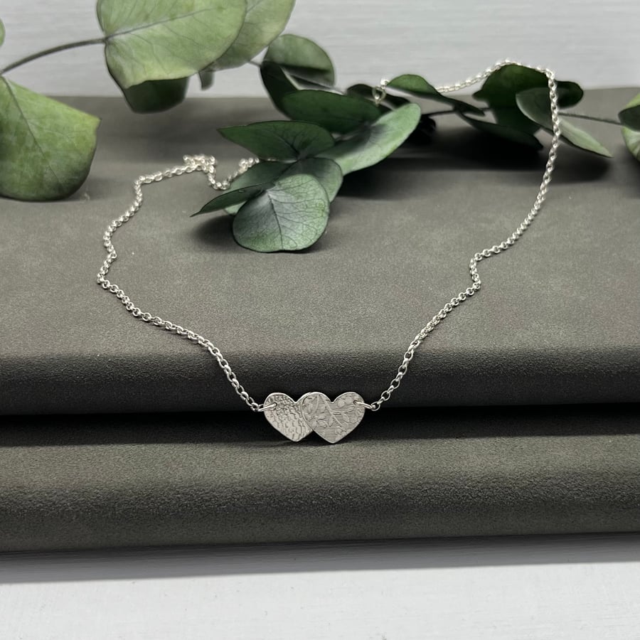 Overlapping Hearts Necklace Handmade Sterling Silver Sentimental Jewellery Love
