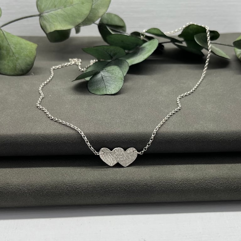 Overlapping Hearts Necklace Handmade Sterling Silver Sentimental Jewellery Love
