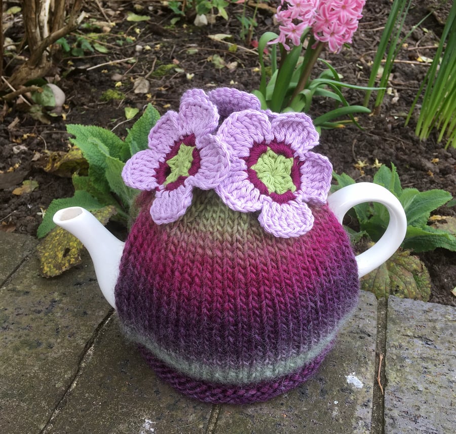 Large Floral Tea Cosy, Crochet Flower Tea Cozy Folksy