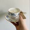Sweet Pea Tea Cup Candle with Saucer