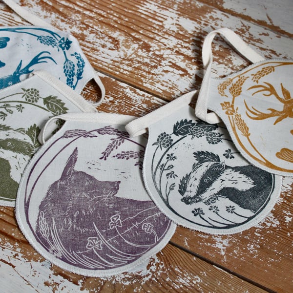 Hand Printed Forest Life Bunting