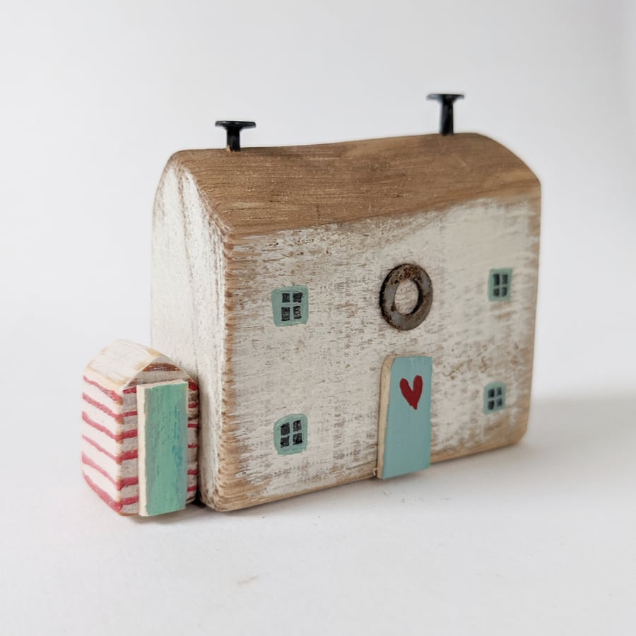 Handmade Wooden Coastal House with Teeny Shed