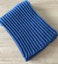 Denim Blue Knitted Scarf - Merino Wool - Ribbed Design - Image 3