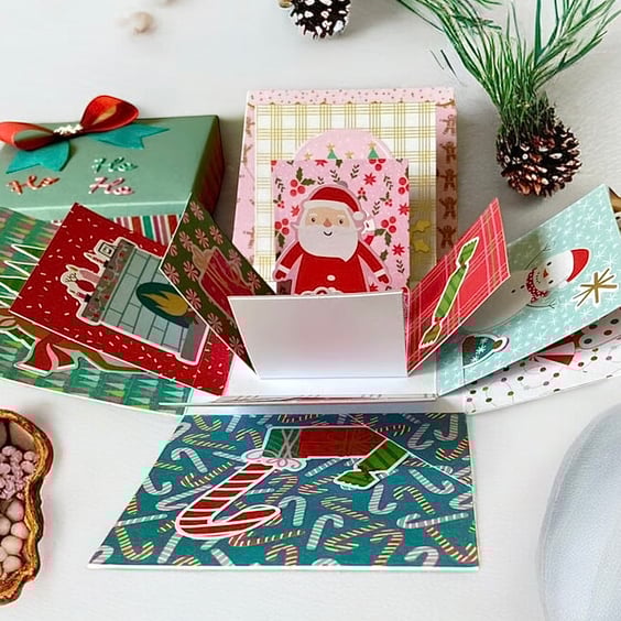 Jolly Christmas Exploding Keepsake Box Card – Handmade 3D Surprise