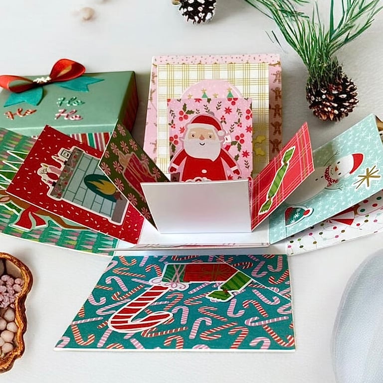 Jolly Christmas Exploding Keepsake Box Card – Handmade 3D Surprise