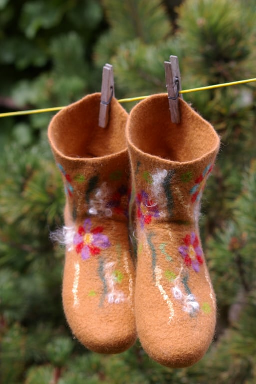 Handmade Felted Merino Wool Socks – Size EU 37