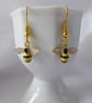 Pretty Black and Yellow Enamel Bee Earrings with gold plated ear-wires - Image 3