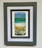 Fused glass mini framed panel, coastal shore, seascape scene, No 2