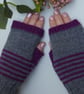 Earthy Striped Hand-Knitted Fingerless Mittens - Image 5