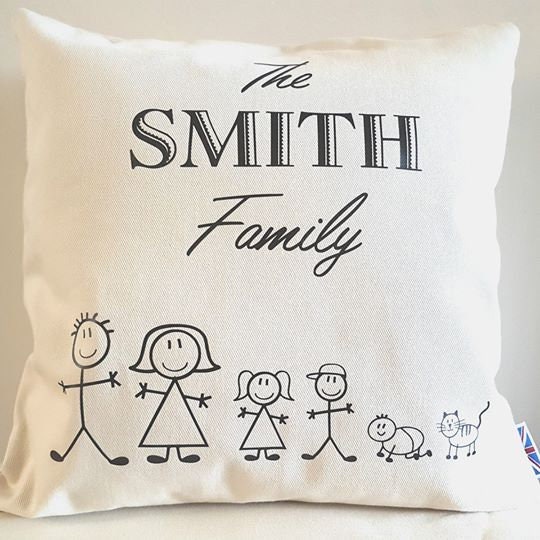 personalised family cushion. Add any family members pets. Christmas present 
