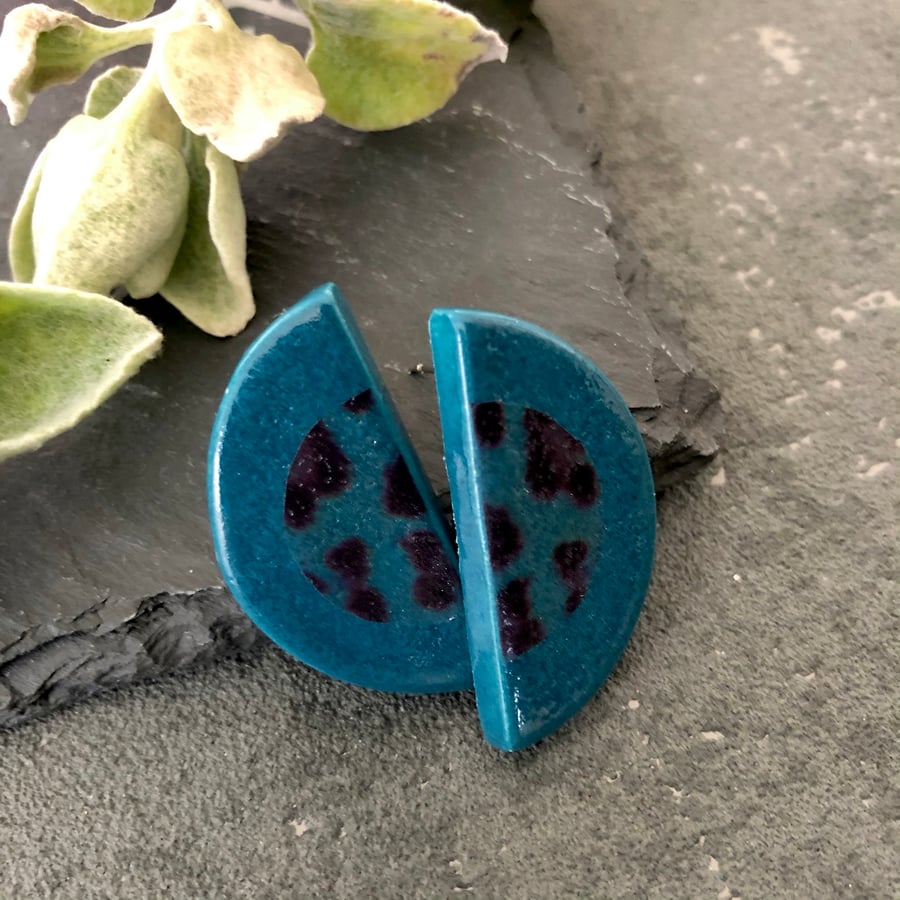 Ceramic half moon earrings