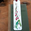 Foxglove bookmark.Hand drawn and painted bookmark with silk ribbon '