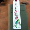 Foxglove bookmark.Hand drawn and painted bookmark with silk ribbon '