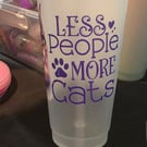 White glitter cold cup with funny cat slogan