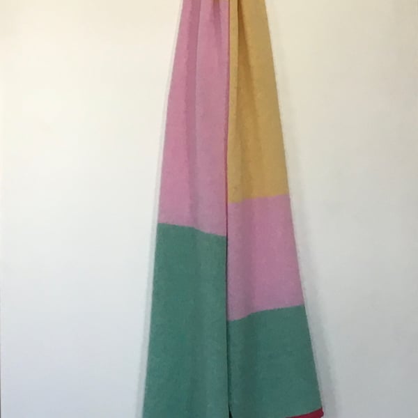 Seconds Sunday Lambswool Scarf, Shawl or Wrap in Yellow, Pink and Mint Green
