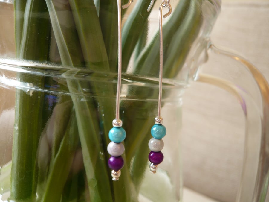 Three little Miracle Beads Dangle Earrings