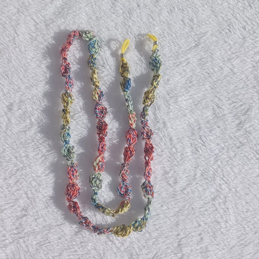 Sunglasses chain, rainbow cotton reading glasses chain, sunglass cord