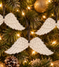White Angel Wings Hanging Christmas Tree Decoration Ornaments Set of 3