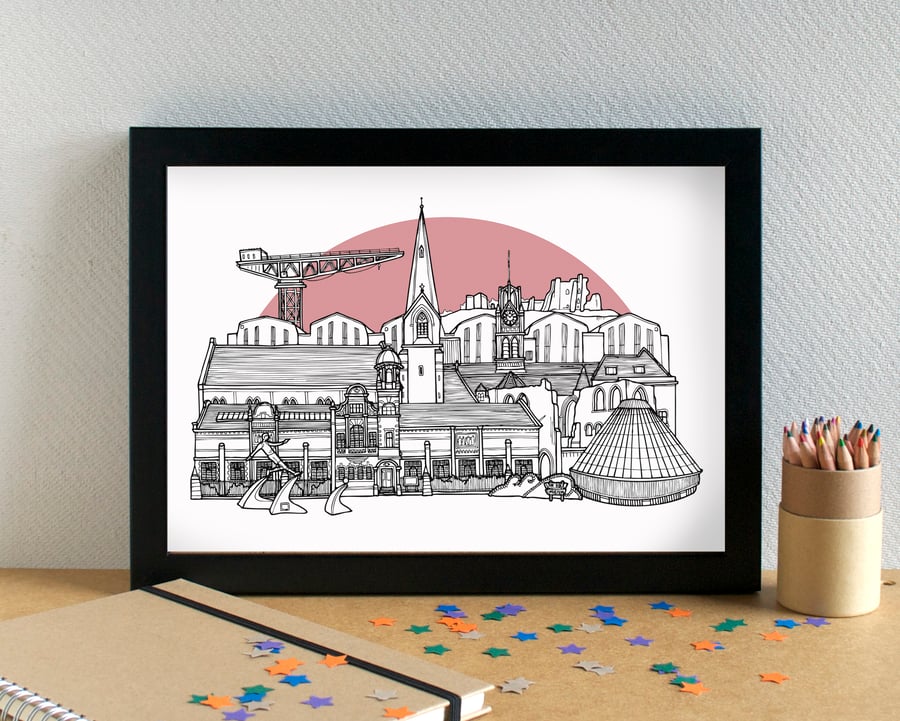 Barrow-in-Furness Cumbria Skyline Art Print
