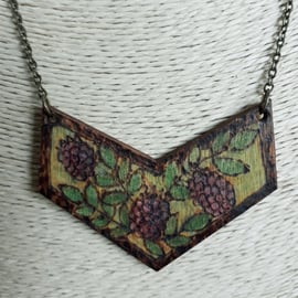 Pyrography blackberry pendant