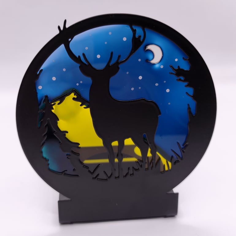 Candle holder, hand painted glass