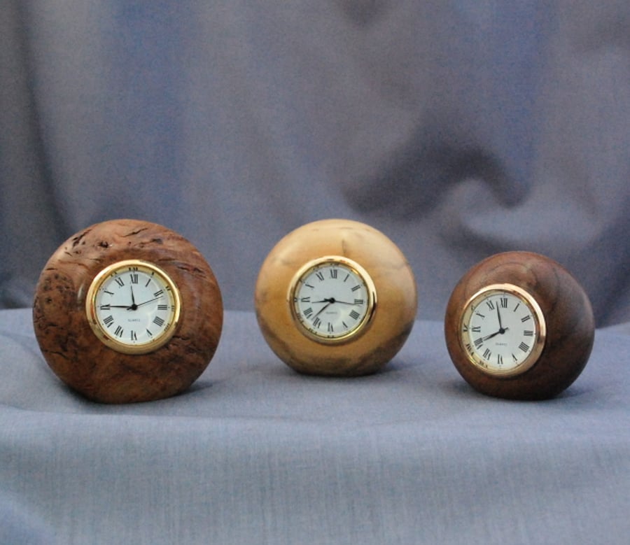 Wooden Clocks in  Burr Oak and Laburnum