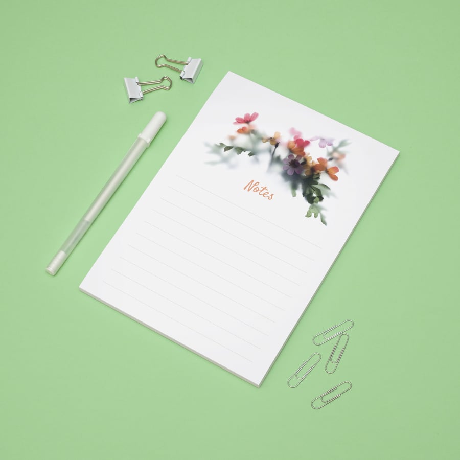 A5 floral notes memo pad with 50 sheets 