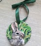 'Mr Rabbit" small rustic clay hanging sculpture.   - Image 3