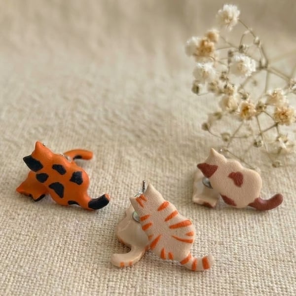 Personalised Cat Stud Earrings, Custom Kitten Gift for Her, Pet Lover Jewelry