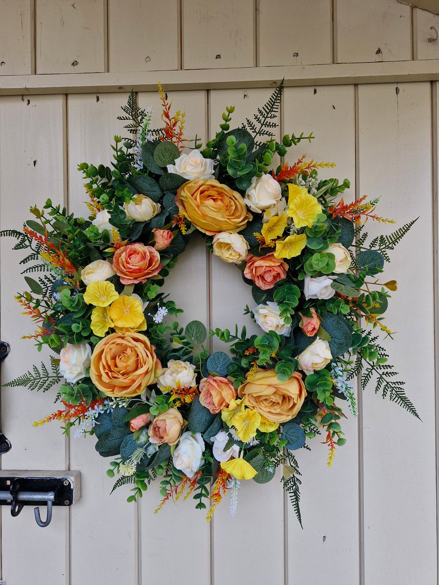 Freya,summer sunset multi floral door wreath 