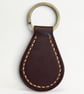 Dark Brown Full Grain Leather Teardrop Key Fob Saddle Stitched UK - Image 3