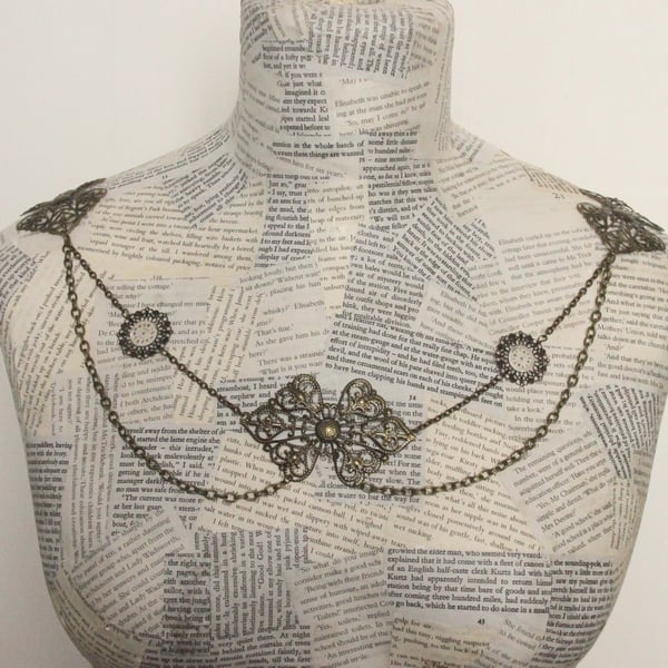 Vintage Steampunk Shoulder Necklace Wedding Accessory Bare Shoulder Cover
