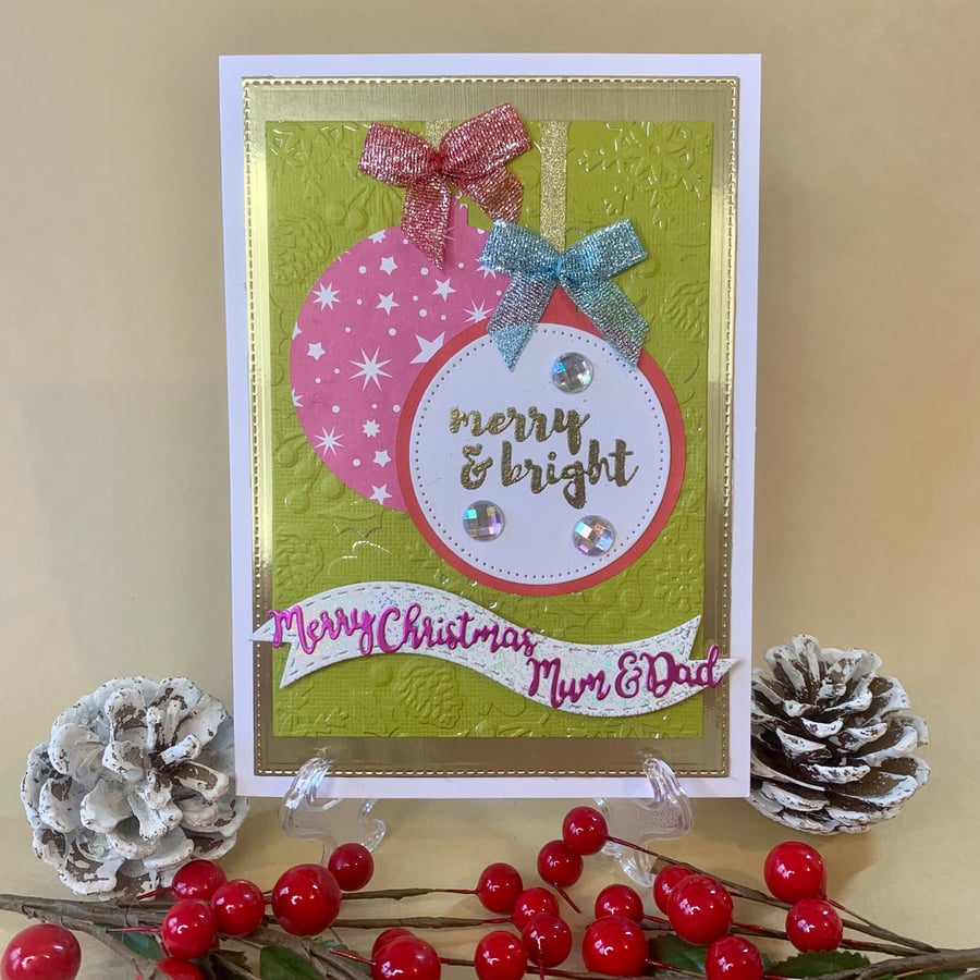 Handmade Mum & Dad Christmas Card