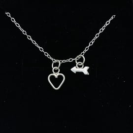 Heart & Arrow Pendant & 18" Trace Chain