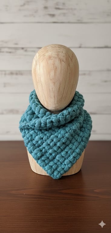 Luxurious Teal Crochet Cowl – Chunky Duck Egg Blue Neck Warmer – Double-Stranded