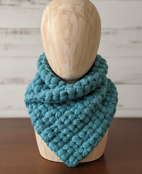 Luxurious Teal Crochet Cowl – Chunky Duck Egg Blue Neck Warmer – Double-Stranded