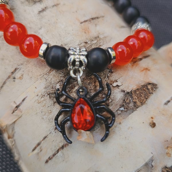 Spider Bracelet - Halloween spider charm elastic bracelet for costume and party