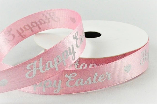 Pink satin Easter ribbon 15mm x 5 metres 