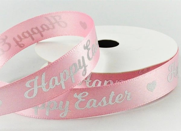 Pink satin Easter ribbon 15mm x 5 metres 