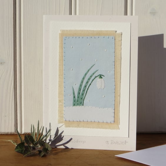 Hand-stitched miniature made from hand-dyed recycled cottons, a card to keep!