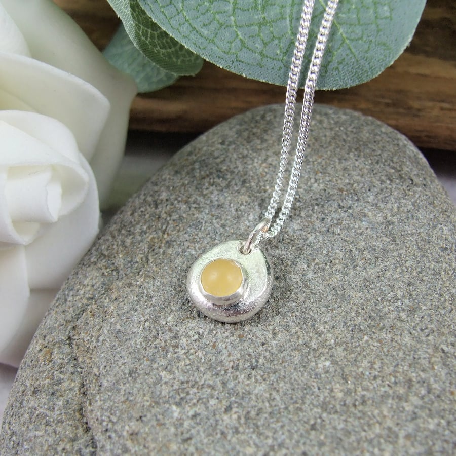 Yellow Aventurine Necklace. Sterling and Recyced Silver 