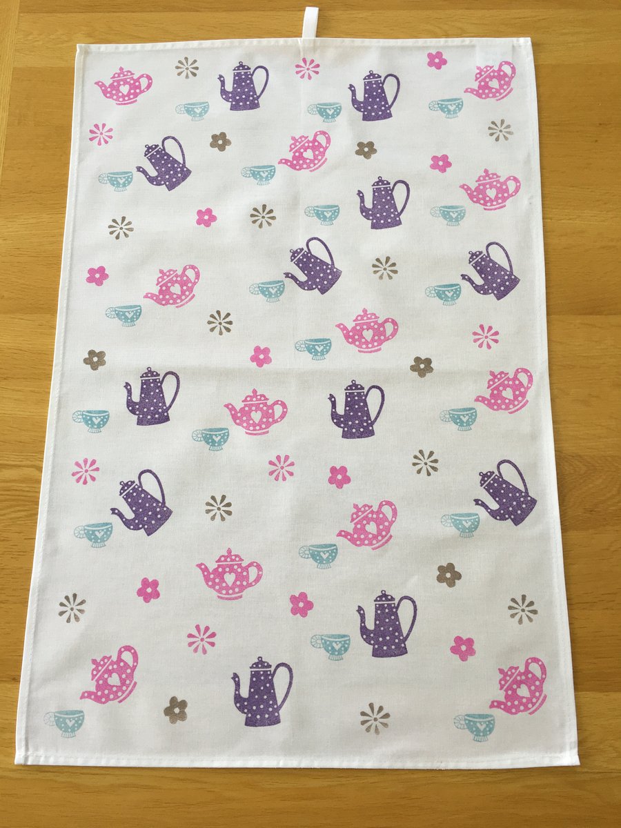 Hand Block Printed Tea Towel - Anyone for tea?