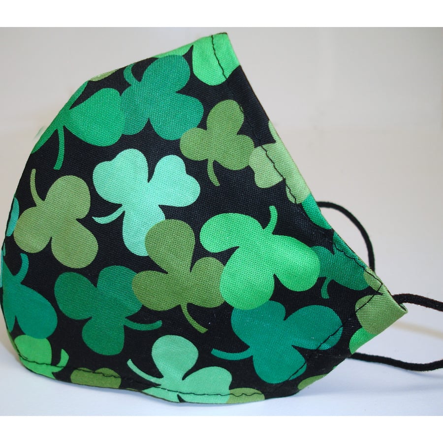 Irish Shamrock Face Mask Green and Black (L)