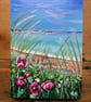 Poppy Seascape, Whitley Bay. Acrylic Painting on A5 wood panel. - Image 3