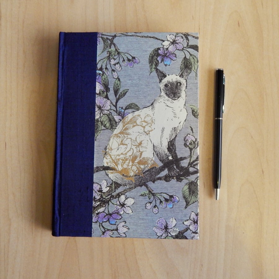 Siamese Cat Journal or Notebook with silk spine. Gifts for Women