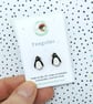 Penguin Earrings, Penguin Studs, Silver Plated or Sterling Silver Backs - Image 1