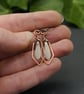 Hammered Copper Wire Earrings with Frosted White AB Dagger Beads - Image 6