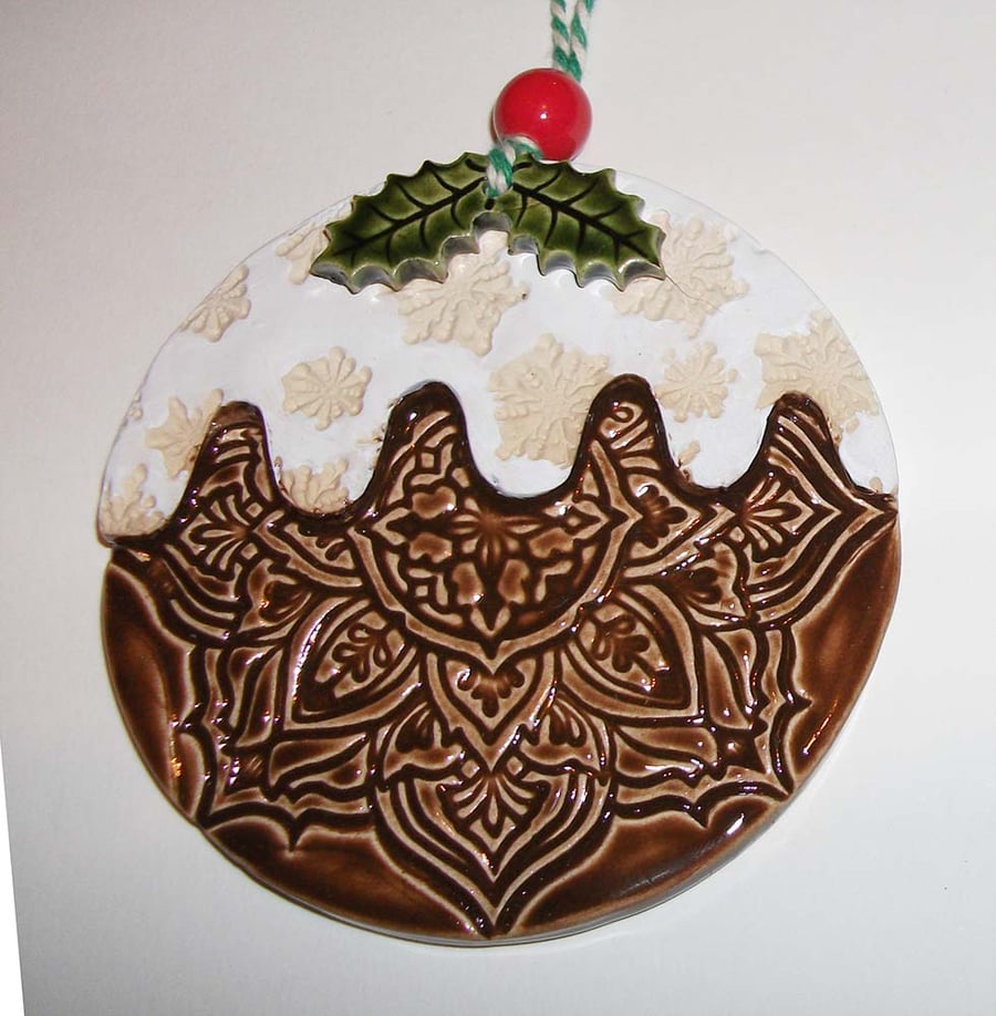 Large Ceramic Christmas pudding decoration Pottery