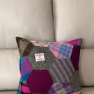 A Beautiful Harris Tweed Patchwork Cushion